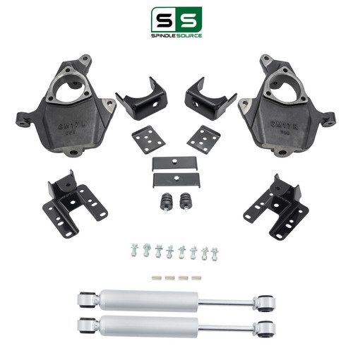 2/5-6 Spindle Lowering Kit Shocks 14-18 Chevy Silverado GMC Sierra 1500 2WD/4WD