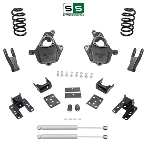 3/3-4 Spindle/Coil Lowering Kit Shocks 14-18 Silverado Sierra 1500 V8 2WD/4WD