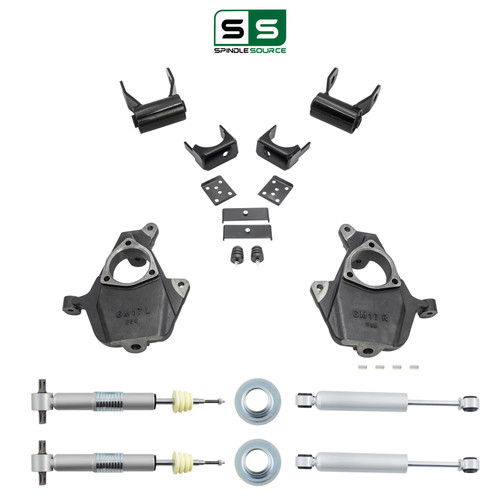 2.5-4/6 Spindle/Strut Lowering Kit Shocks 14-18 Silverado Sierra 1500 2WD/4WD
