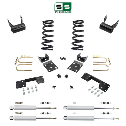 2/5 Coils Lowering Kit with Front and Rear Shocks and C-Notch for 1997-2003 Ford F-150 2WD V6