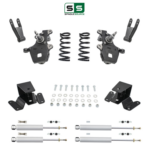 3/3-4 Spindles + coils Lowering Kit with Front and Rear Shocks for 1997-2003 Ford F-150 2WD V6