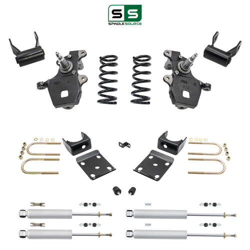 4/5 Spindles + coils Lowering Kit with Front and Rear Shocks for 1997-2003 Ford F-150 2WD V6