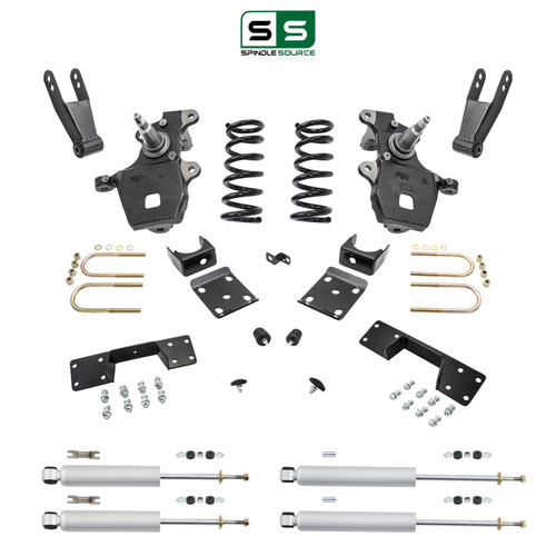5/7-8 Spindles + coils Lowering Kit with Front and Rear Shocks and C-Notch for 1997-2003 Ford F-150