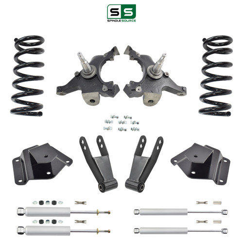 3/3-4 Spindle Coil Drop Lowering Kit 95-99 Tahoe Yukon 4-Door 2WD 5.7L V8 Shocks