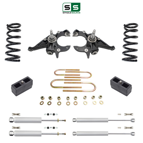 3/3 Spindles + coils Lowering Kit with Front and Rear Shocks for 1983–1988 Chevy Blazer GMC Jimmy 2W