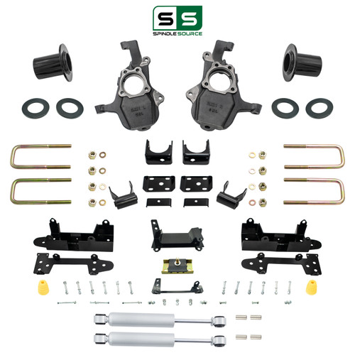 4-5/6 Lowering Kit for 2019-2026 Chevrolet Silverado / GMC Sierra 1500 2WD - Spindles + Coil Relocat