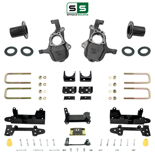 4-5/7 Lowering Kit for 2019-2026 Chevrolet Silverado / GMC Sierra 1500 2WD - Spindles + Coil Relocat