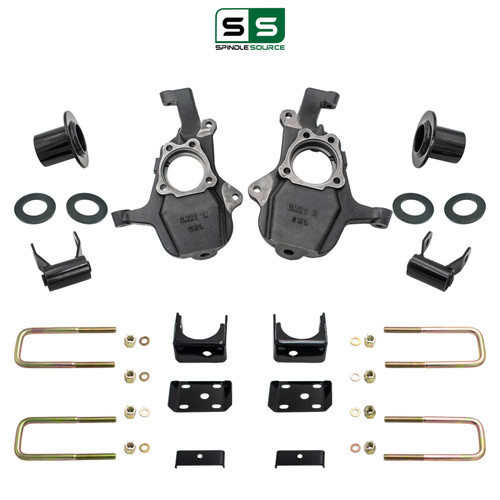 3-4/6 Lowering Kit for 2019-2026 Chevrolet Silverado / GMC Sierra 1500 2WD - Spindles + Coil Relocat