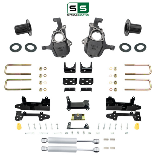 4-5/7 Lowering Kit for 2019-2026 Chevrolet Silverado / GMC Sierra 1500 2WD - Drop Spindles + Adjusta