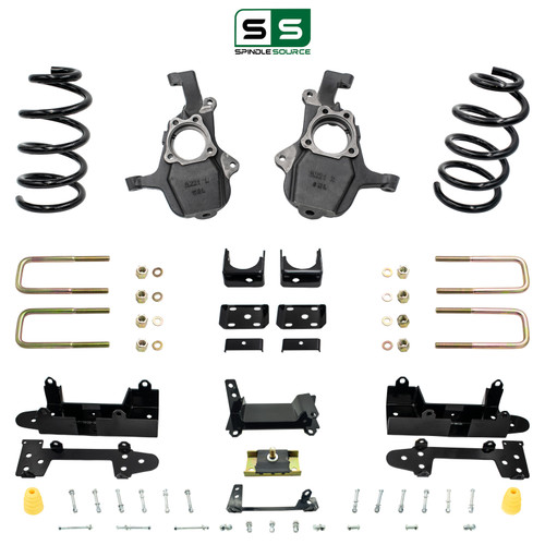 4/7 Lowering Kit for 2019-2026 Chevrolet Silverado / GMC Sierra 1500 2WD V8 - Spindles + Coils and C