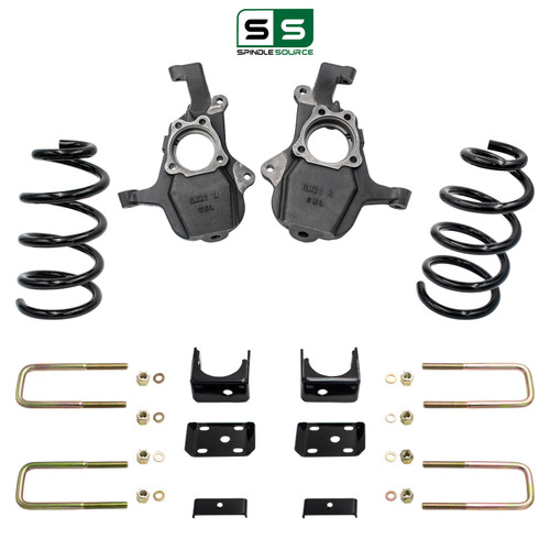 4/7 Lowering Kit for 2019-2021 Chevrolet Silverado / GMC Sierra 1500 2WD V6 - Spindles + Coils