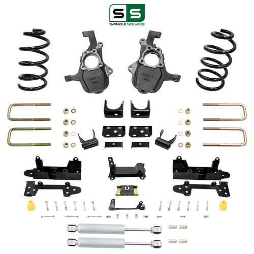 3/6 Lowering Kit for 2019-2021 Chevrolet Silverado / GMC Sierra 1500 2WD V6 - Spindles + Coils with