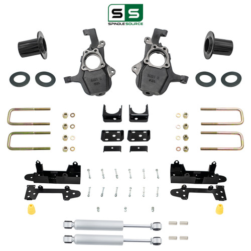 4-5/7 Lowering Kit for 2019-2026 Chevrolet Silverado / GMC Sierra 1500 4WD - Spindles + Coil Relocat