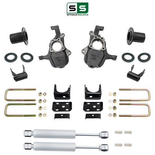 4-5/6 Lowering Kit for 2019-2026 Chevrolet Silverado / GMC Sierra 1500 4WD - Spindles + Coil Relocat