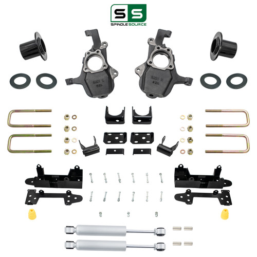 3-4/6 Lowering Kit for 2019-2026 Chevrolet Silverado / GMC Sierra 1500 4WD - Spindles + Coil Relocat