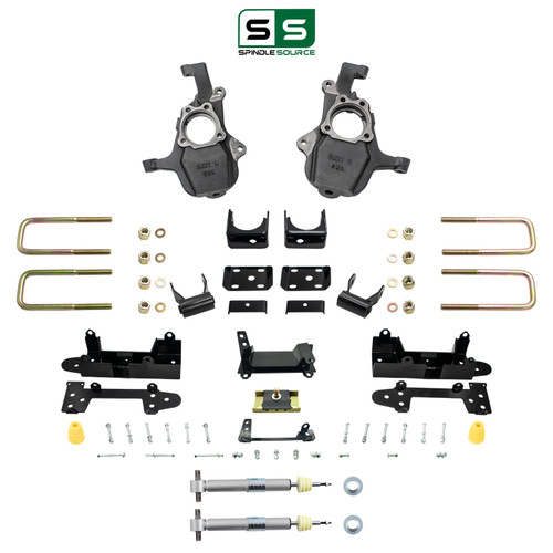 4-5/6 Lowering Kit for 2019-2026 Chevrolet Silverado / GMC Sierra 1500 2WD - Spindles + Adjustable S