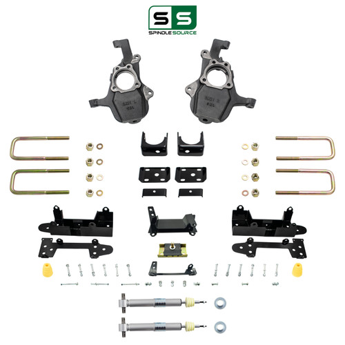 4-5/7 Lowering Kit for 2019-2026 Chevrolet Silverado / GMC Sierra 1500 2WD - Spindles + Adjustable S
