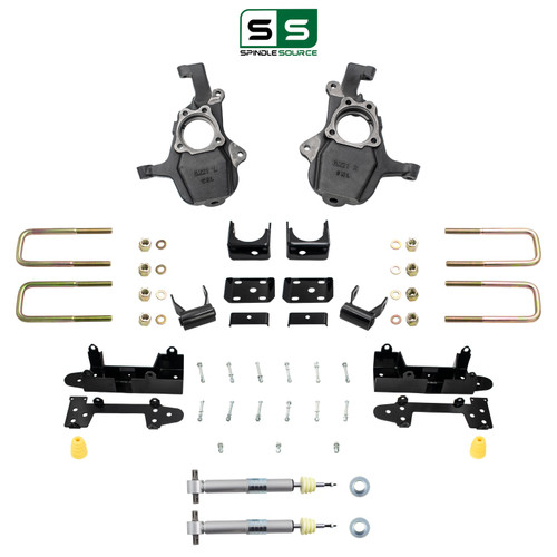 4-5/6 Lowering Kit for 2019-2026 Chevrolet Silverado / GMC Sierra 1500 4WD - Spindles + Adjustable S