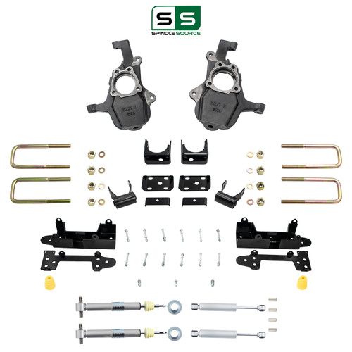4-5/6 Lowering Kit for 2019-2026 Chevrolet Silverado / GMC Sierra 1500 4WD - Spindles + Adjustable S