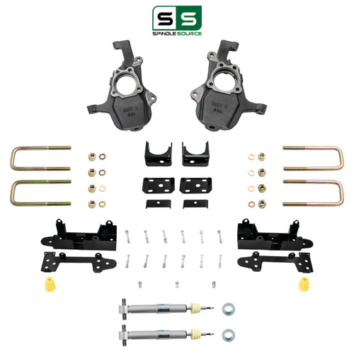 4-5/7 Lowering Kit for 2019-2026 Chevrolet Silverado / GMC Sierra 1500 4WD - Spindles + Adjustable S