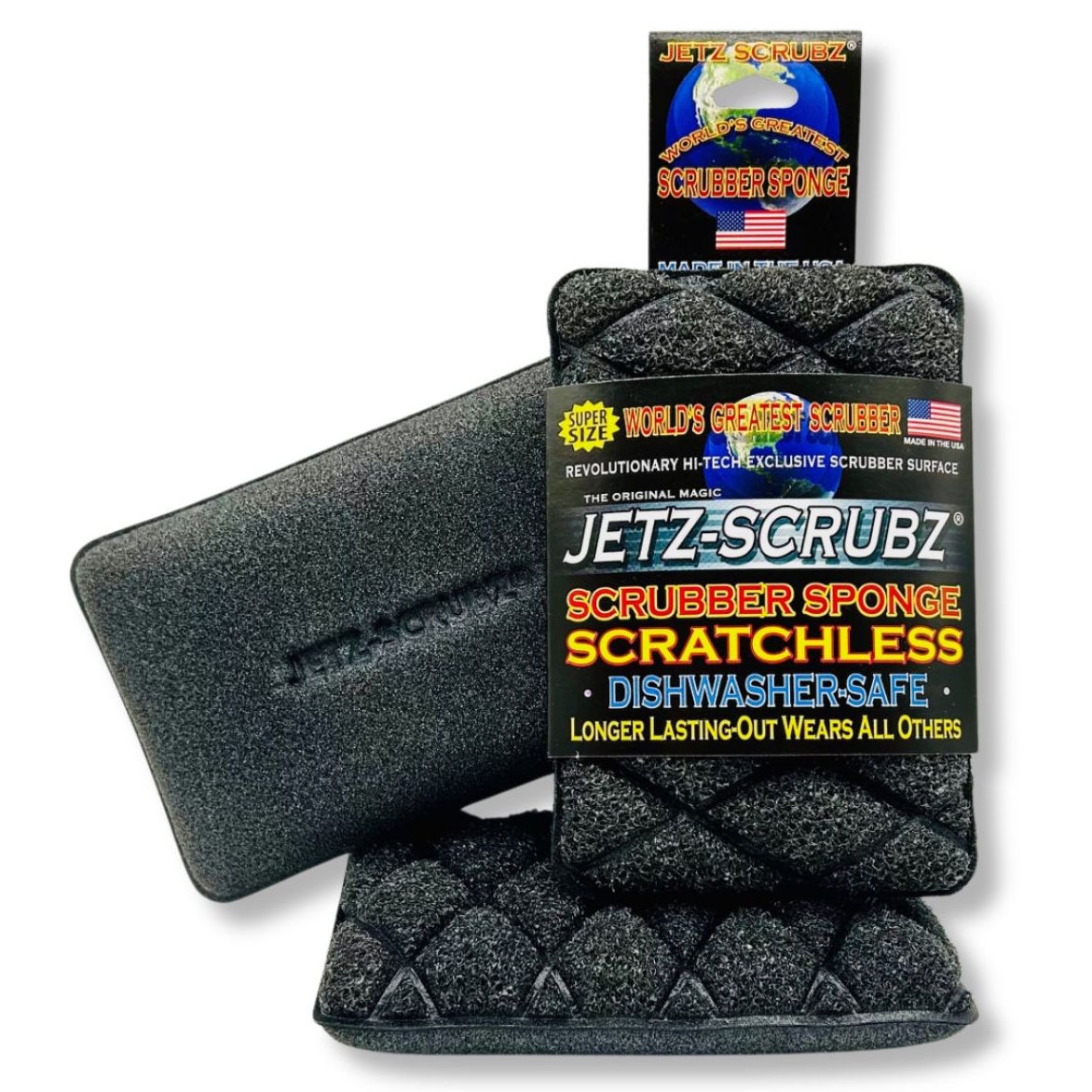Jetz-Scrubz® SUPER SIZE Kitchen Scrubber Sponge, Pack of 3 - Jetz