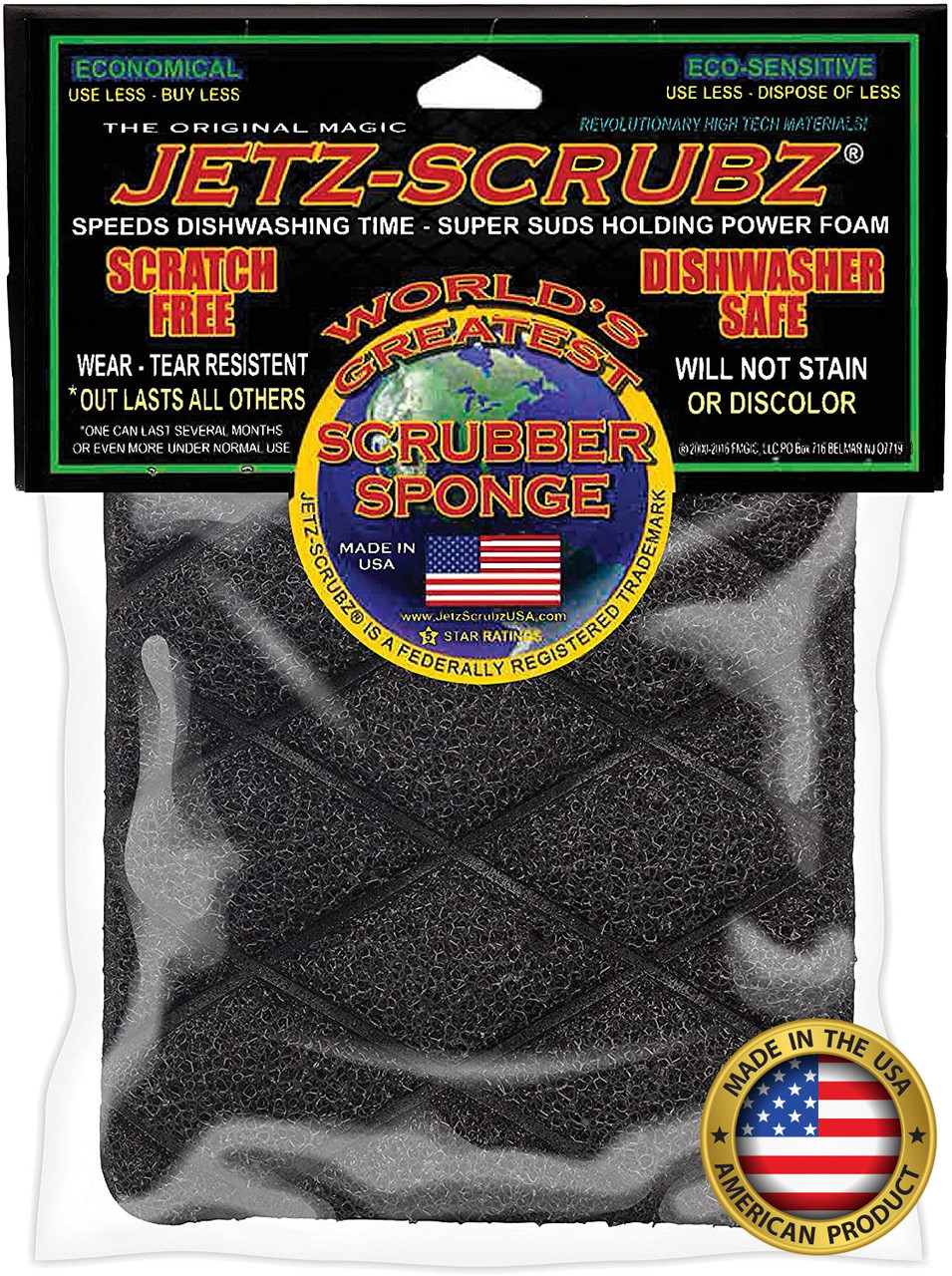 Jetz-Scrubz Classic Rectangle Kitchen Scrubber Sponge - Thumbnail 4