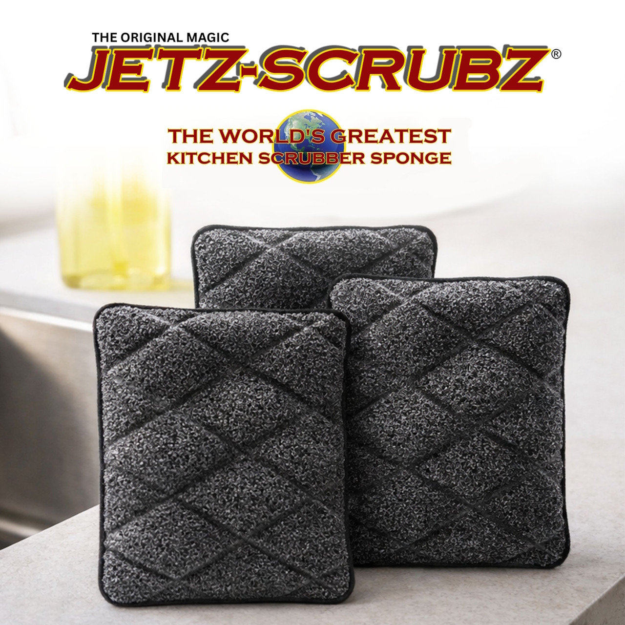 Jetz-Scrubz® Classic Rectangle Kitchen Scrubber Sponge J27, Pack