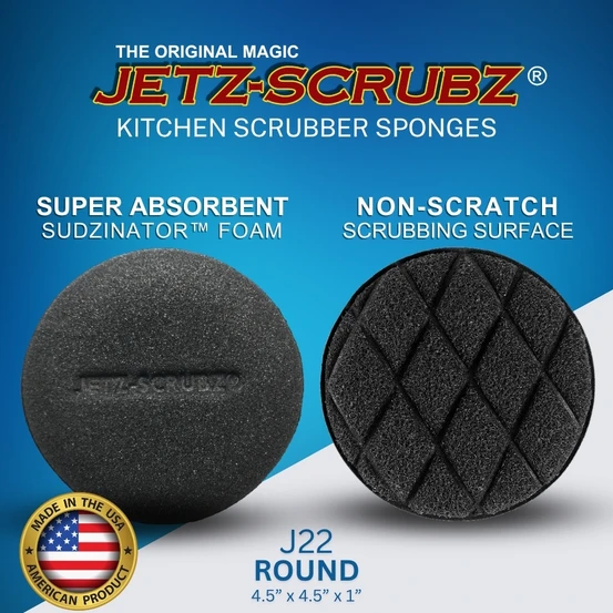 Jetz-Scrubz® Classic Round Kitchen Scrubber Sponge VALUE PACK, Pack of 6
