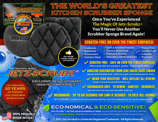 Jetz-Scrubz® Kitchen Scrubber Sponges TRIO SAMPLER, Set of 3 