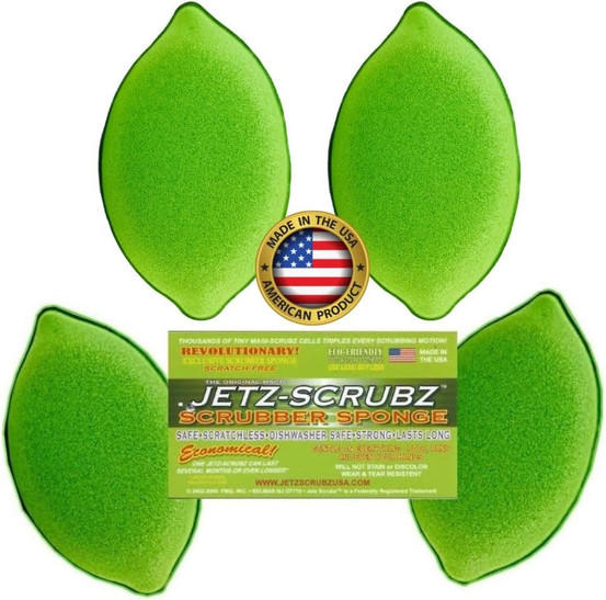 Jetz-Scrubz® Lime Shaped Kitchen Scrubber Sponges VALUE PACK, Pack of 4