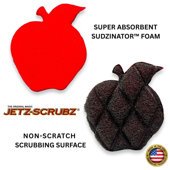 Jetz-Scrubz® Apple Shaped Kitchen Scrubber Sponge, Pack of 3