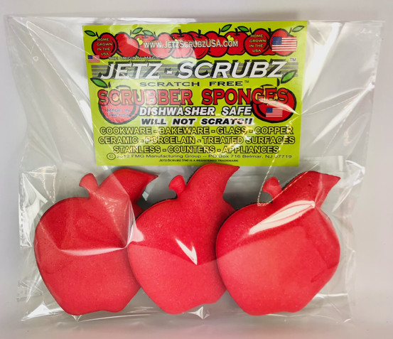 Jetz-Scrubz® Apple Shaped Kitchen Scrubber Sponge, Pack of 3