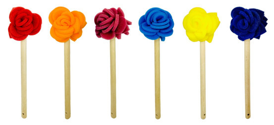 Cabbage Rose Foam Dish Mops with Solid Birch Wood Handles – Set of 6 Assorted  Colors