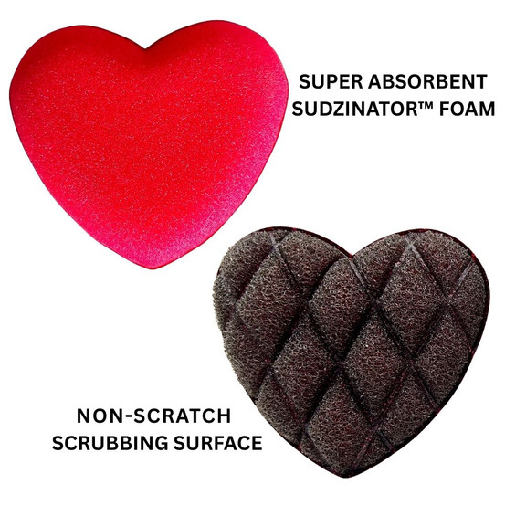 Jetz-Scrubz® Red Heart Shaped Kitchen Scrubber Sponge, Pack of 3