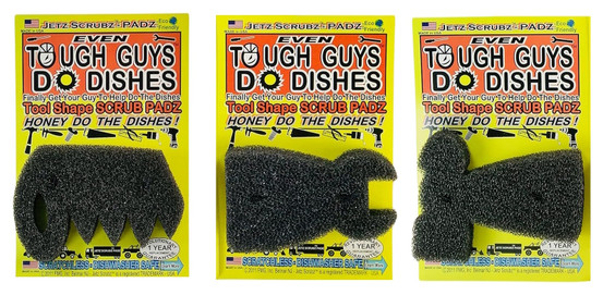 "Even Tough Guys Do Dishes" Tool Shaped Scrub Padz