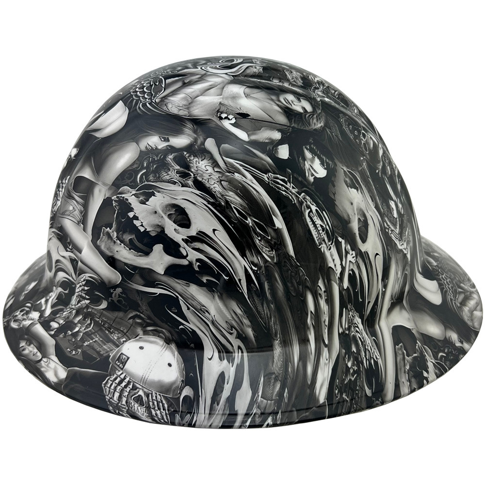 Ghost Rider Design Hydrographic FULL BRIM Hardhats - Ratchet Liner