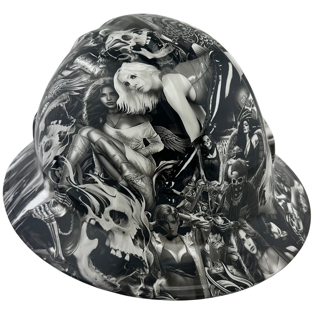 Ghost Rider Design Hydrographic FULL BRIM Hardhats - Ratchet Liner