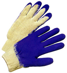 Cotton Knit Glove with Dipped Blue Rubber on one side (Sold by The Pair) 