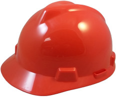 MSA  V-Gard Cap Style Safety Hardhats with One Touch Liners - Standard Orange ~ Oblique View