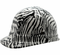 Zebra White Hydrographic CAP STYLE Hardhats - Ratchet Suspension