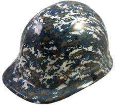 Navy Digital Camo Hydrographic CAP STYLE Hardhats - Ratchet Suspension ~ Oblique View