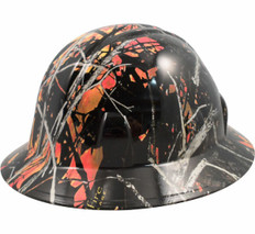 Wildfire Camo Hydrographic FULL BRIM Hardhats - Ratchet Liner ~ Oblique View