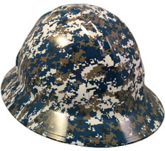 Navy Digital Camo Hydrographic FULL BRIM Hardhats - Ratchet Liner ~ Oblique View