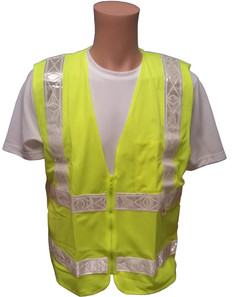 Iron Horse Sleeved Mesh Lime Class 3 Work Vests with Silver Stripes ~ Front View