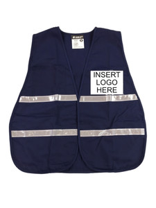 Blue Incident Command Work Vests with Silver Stripes ~ Front View