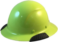 Lift Safety Actual Carbon Fiber Shell Full Brim Hardhat - High Visibility Lime  ~ Oblique View