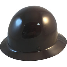 MSA Skullgard Full Brim Hard Hat with FasTrac III Ratchet Liner - Brown ~ Oblique View