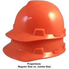 MSA Cap Style Large Jumbo Hard Hats with Fas-Trac Suspensions Hi-Viz Orange - Proportions