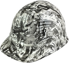 hdhh-1624-CS Social Media Hydrographic CAP STYLE Hardhats - Ratchet Suspension ~ Oblique View