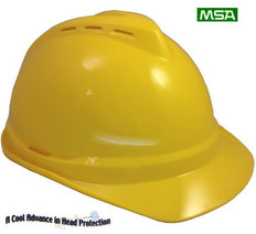 MSA Advance Vented Cap With Staz On Liners Yellow  - Oblique View